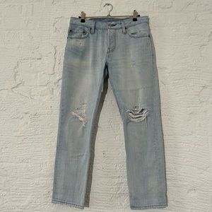 Levi’s 501 CT Distressed Light Wash Blue Jeans